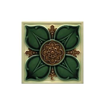 Victorian Leighton single colour decorative tiles 152x152mm - exterior use - laurel