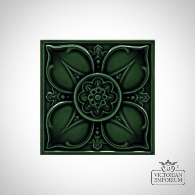 Victorian Leighton single colour decorative tiles 152x152mm - exterior use - laurel