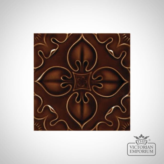 Victorian Benthall single colour decorative tiles 152x152mm - exterior use - chestnut