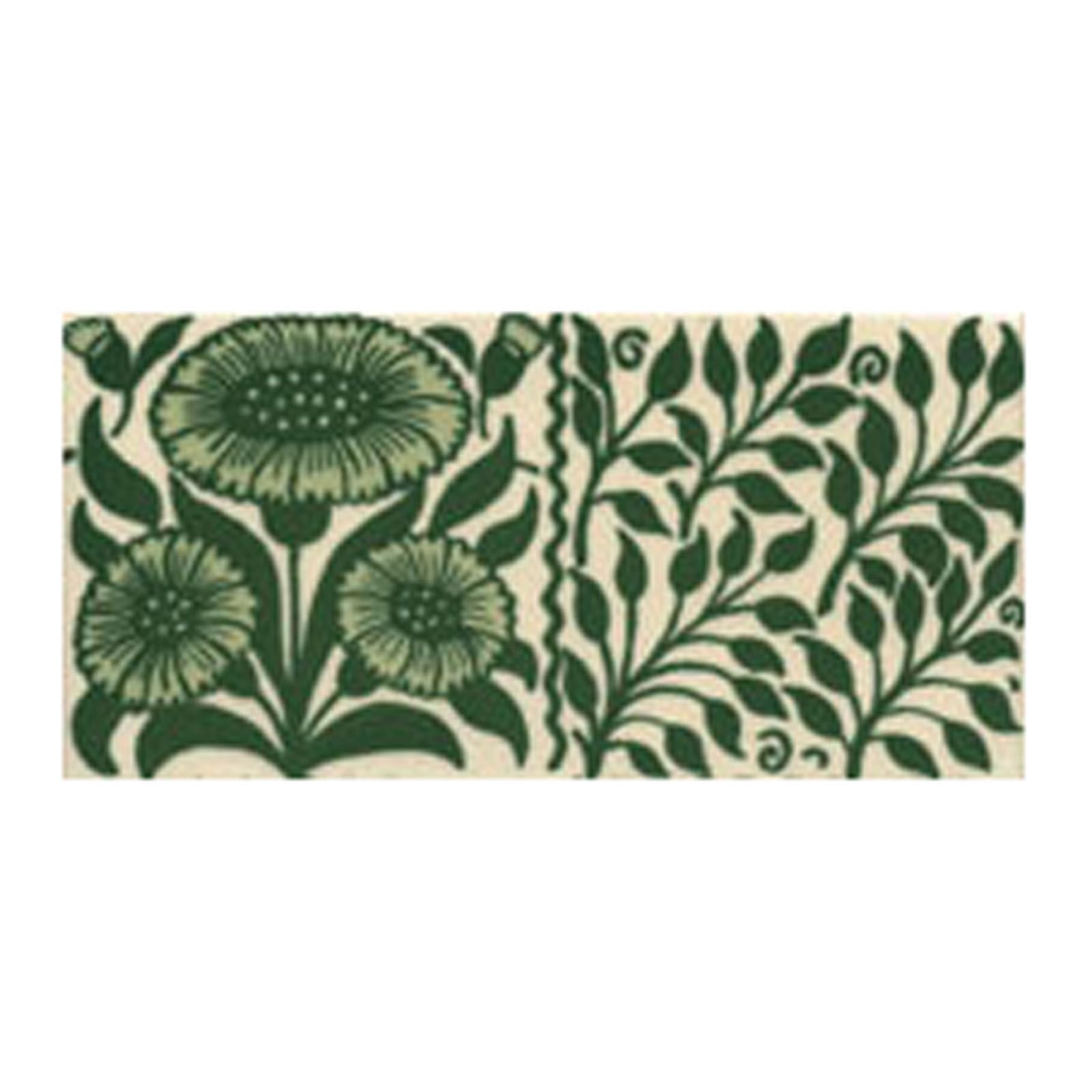 Victorian Oreton Border green decorative tiles 75x152mm