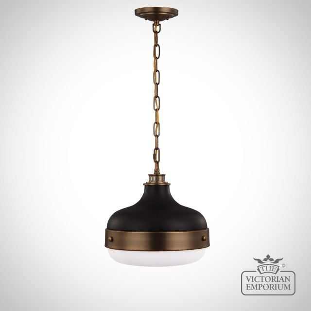 Cadence Pendant in Dark Antique Brass and Matt Black