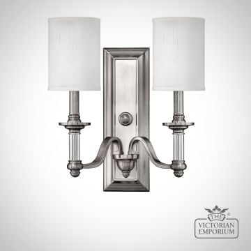 Sussex Double Wall Sconce With White Shades