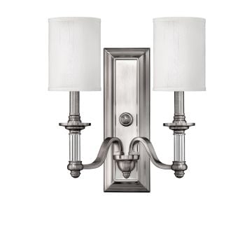 Sussex double wall sconce with white shades