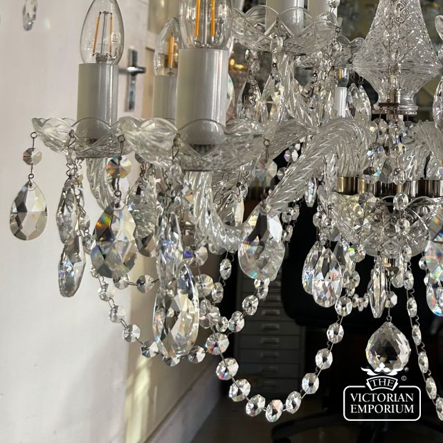 Carmen Medium 12 Arm Crystal Chandelier Closeup  Carmen
