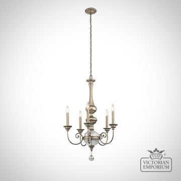 Rosalie 5 Light Tall Chandelier With Sterling Gold Finish