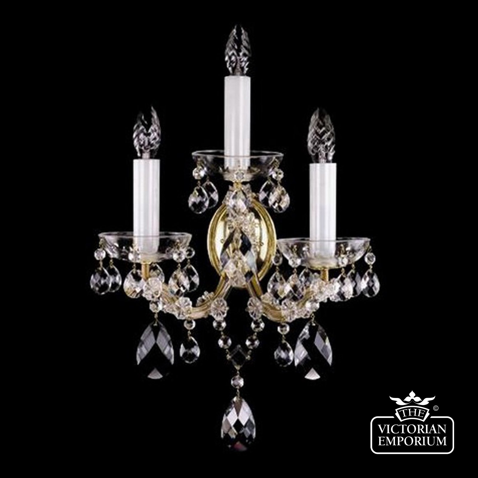 3 Arm Wall Sconce Lights with oval shape crystal drops
