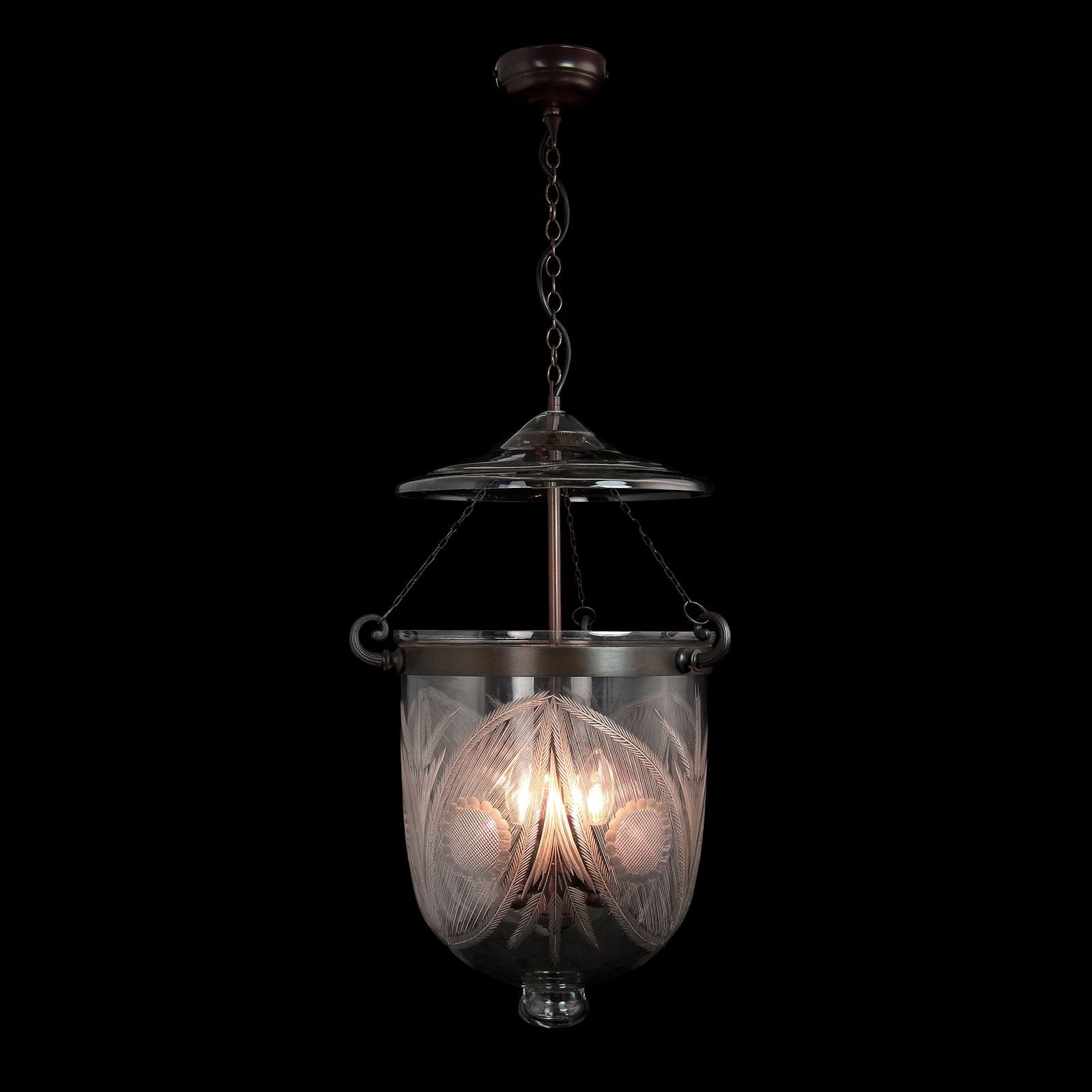 Fern Lantern - Victorian Style Pendant Light - Large in Antique Bronze
