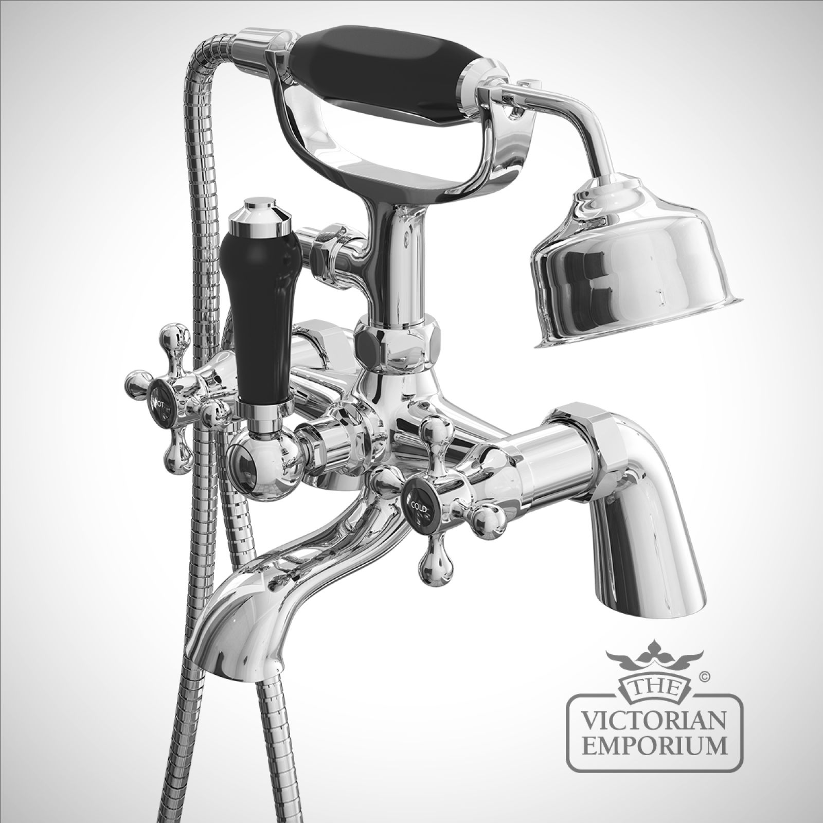 Albert Classic Victorian Bath / Shower Mixer Black Indices