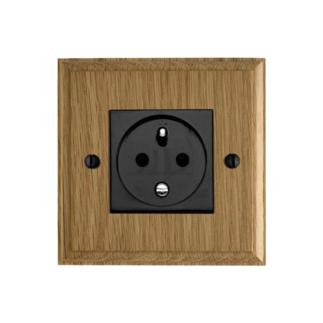 French single plug socket on wooden backplate