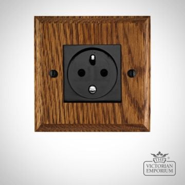 French Single Plug Socket on Wooden Backplate