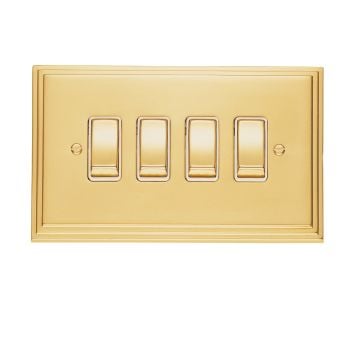 4 Gang 10Amp 2Way Switch - polished brass, chrome or satin chrome