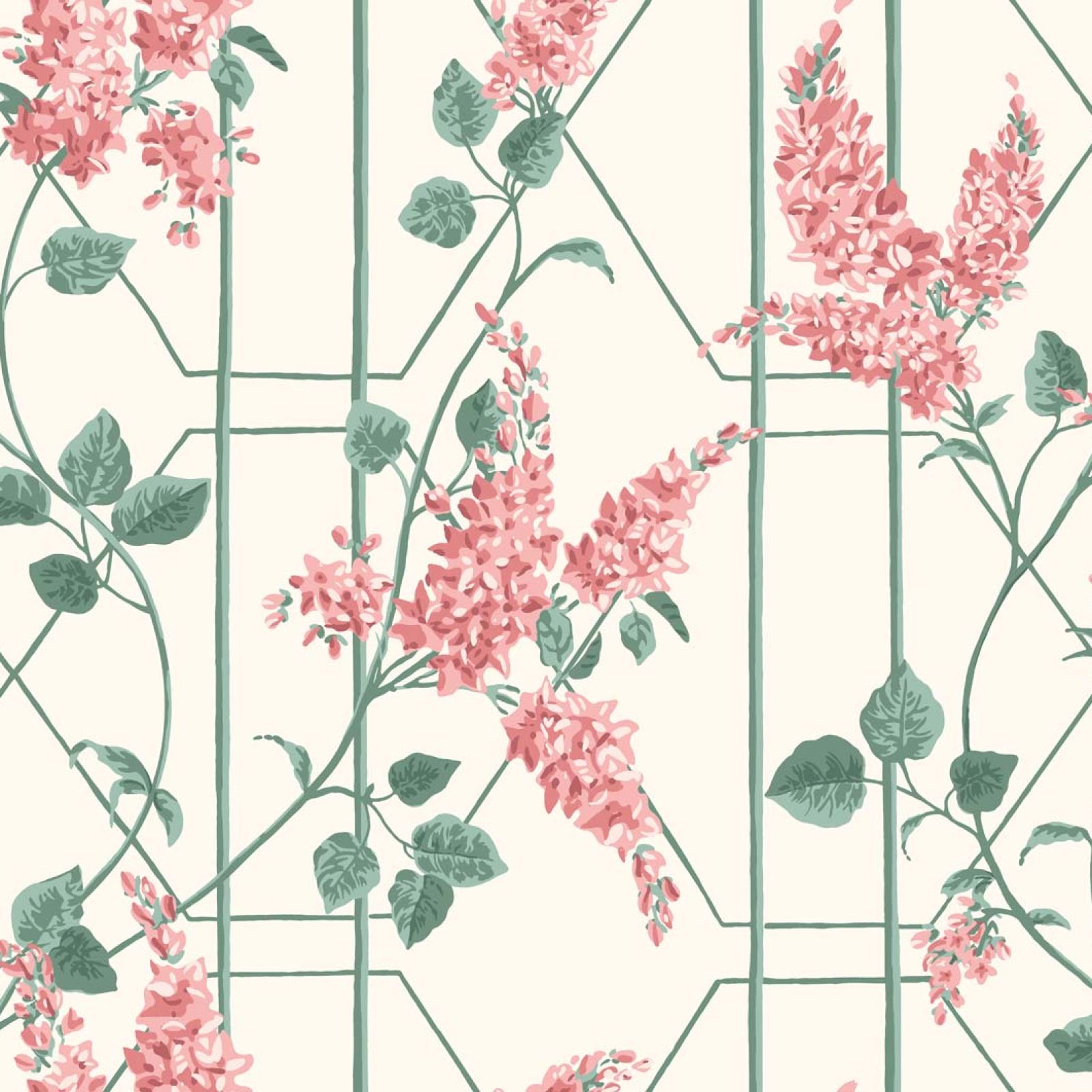Wisteria trellis wallpaper in a choice of 5 colourways