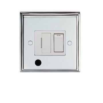 Stepped 1 Gang 13Amp Switched Fuse Spur c/w Flex Outlet - brass or chrome or satin chrome