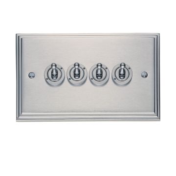 Stepped 4 Gang 10amp 2way Switch - brass, chrome or satin chrome