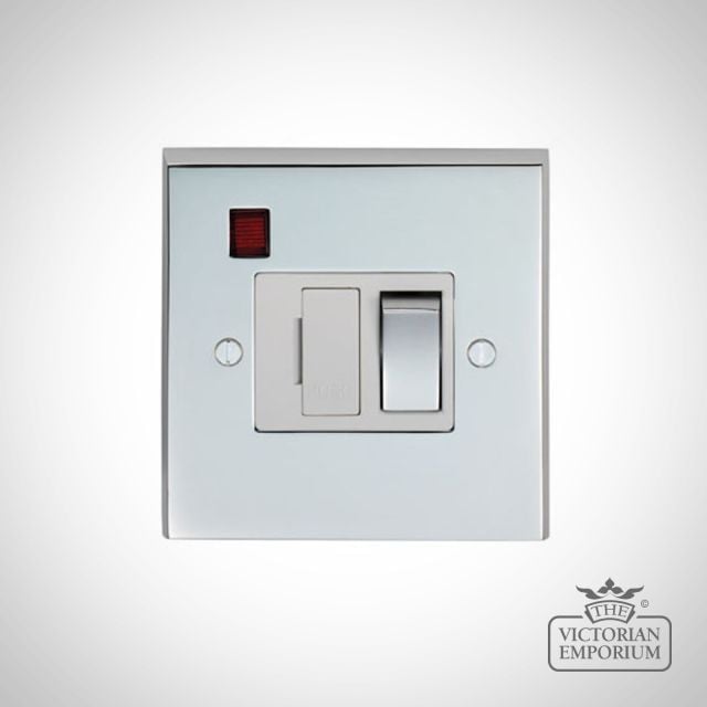 1 Gang 13Amp Switched Fuse Spur & Neon - brass, chrome or satin chrome