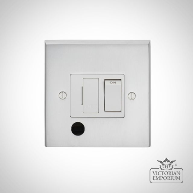 1 Gang 13Amp Switched Fuse Spur c/w Flex Outlet - brass, chrome or satin chrome
