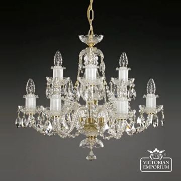 Classic 9 Arm Crystal Chandelier With Oval Shape Drops
