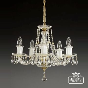 Classic 5 Arm Bohemian Crystal Chandelier With Oval Shaped Crystal Drops