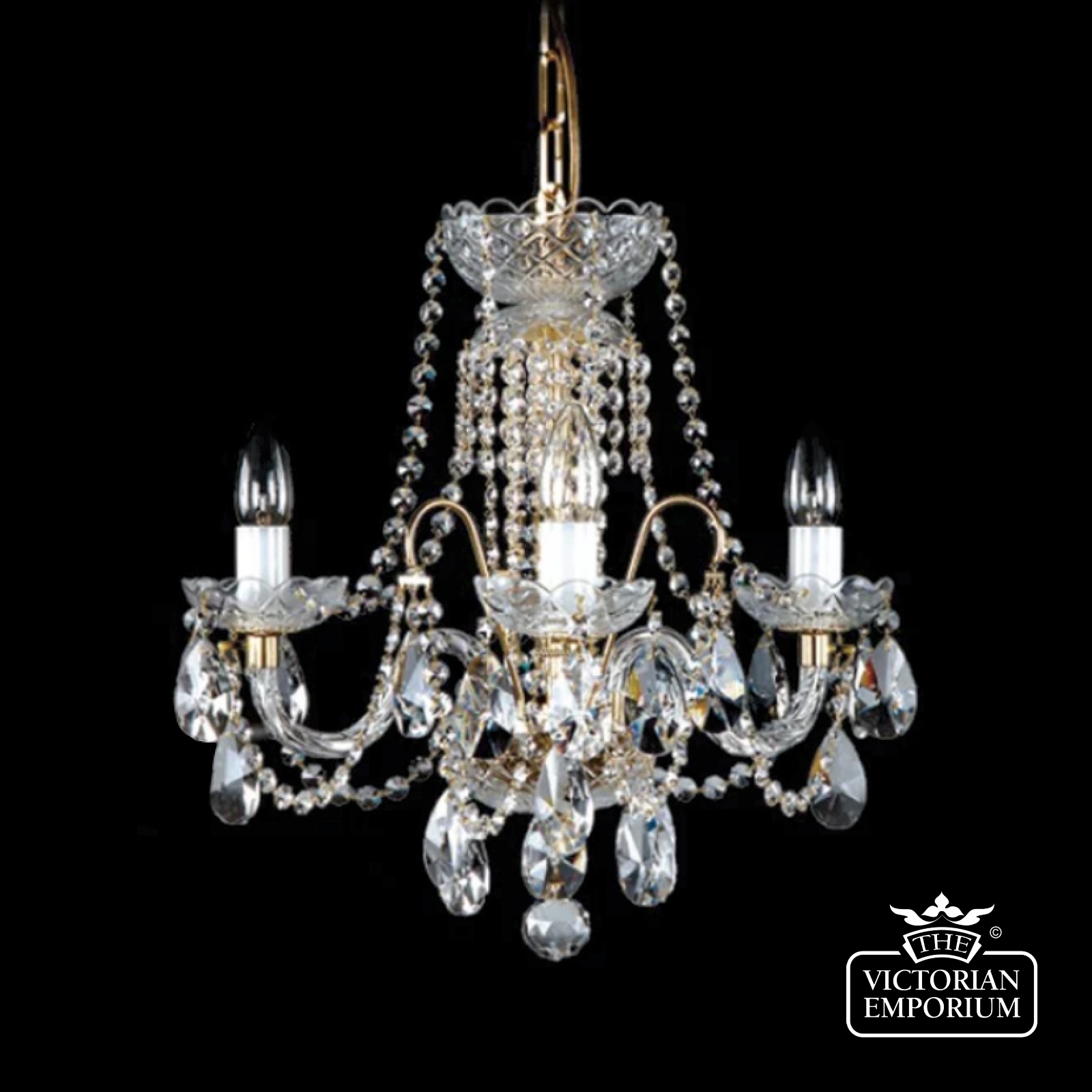 Small And Delicate 5 Arm Lead Crystal Chandelier