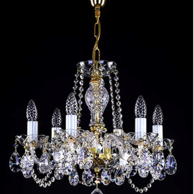 Bohemian crystal 6 arm chandelier