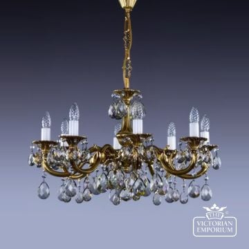 Alicia Cast 8 Arm Chandelier With Large Oval Bohemian Crystals