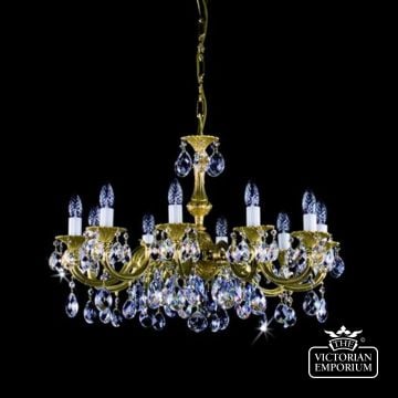 Alicia Cast 10 Arm Chandelier With Bohemian Crystal Trimmings
