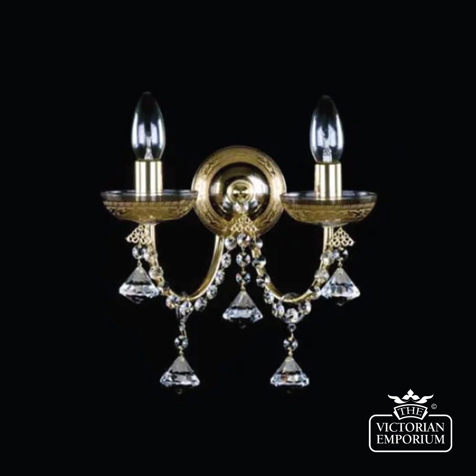 Venice Double Wall Sconce With crystal diamond Shaped Drops