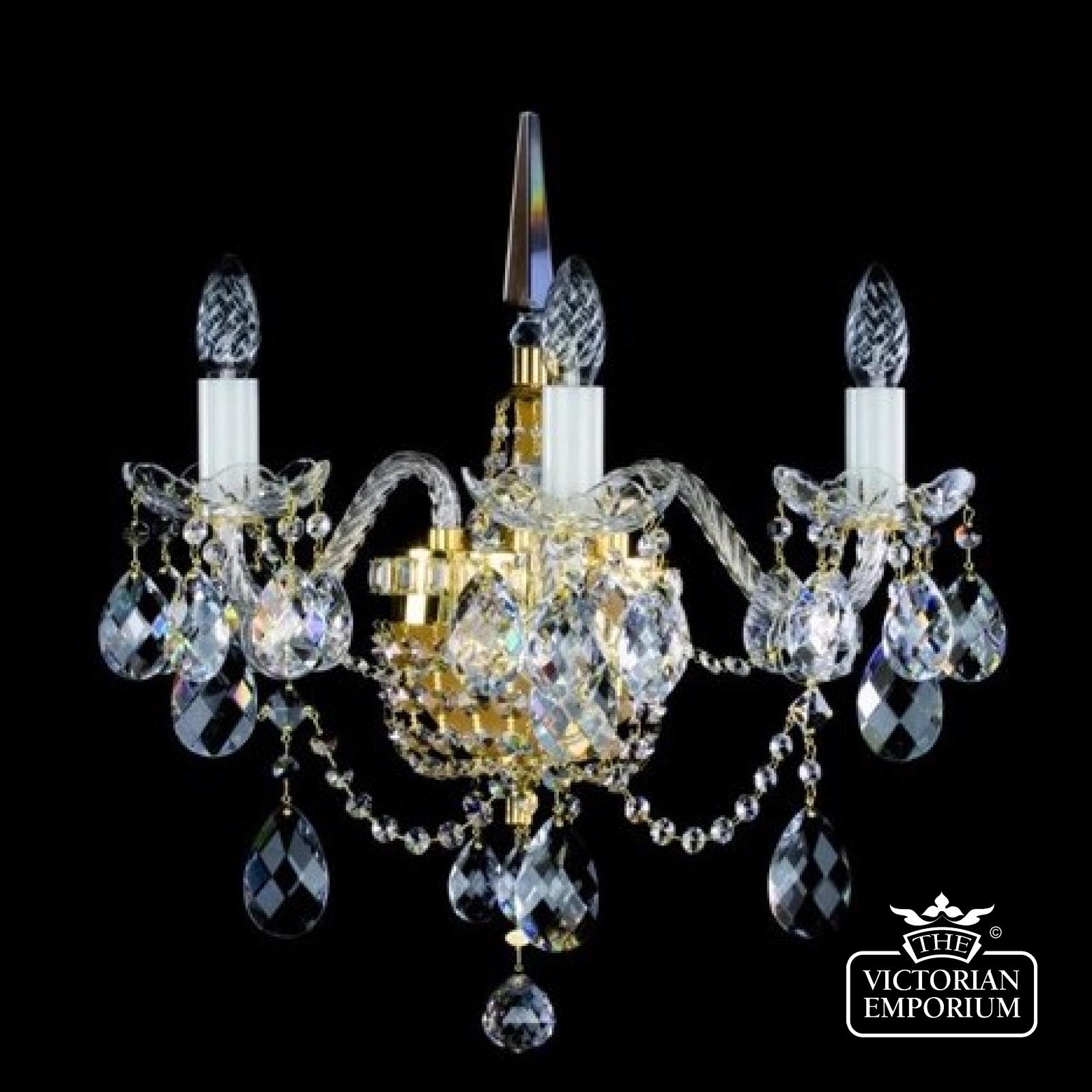 Sara Triple Wall Sconce - With Hand-cut Crystal Drops