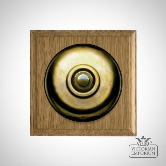Buttonswitch Light Oak Base Unlacquered Brass