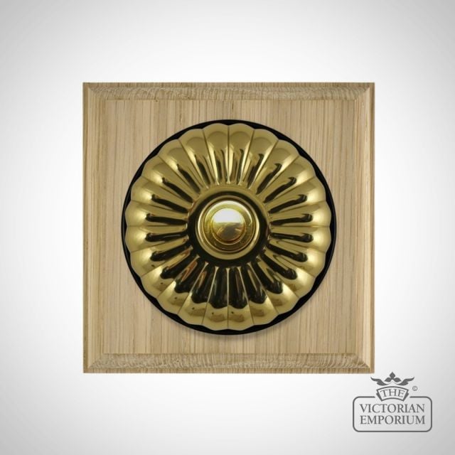 Buttonswitch Natural Oak Base Fluteted Brass
