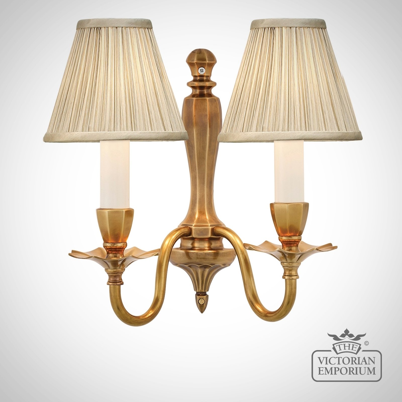 Asquith twin wall light with or without beige shades