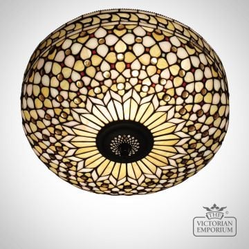 Mille Feux Flush Mount Light With Tiffany Art Glass