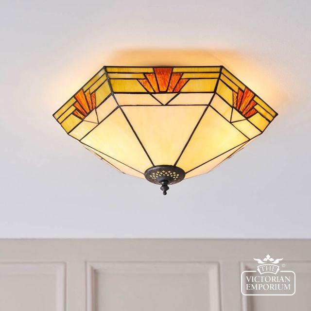 Nevada Large 2 Light Tiffany Style Flush Ceiling Light  64284 1