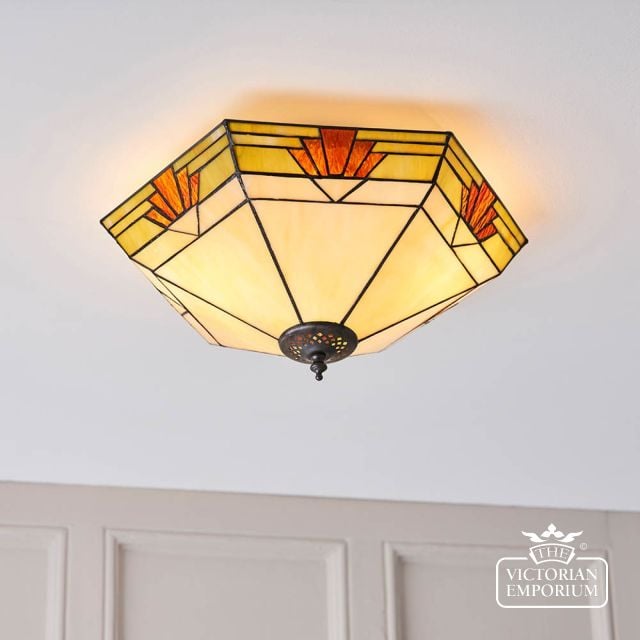 Nevada Large 2 Light Tiffany Style Flush Ceiling Light  64284 2