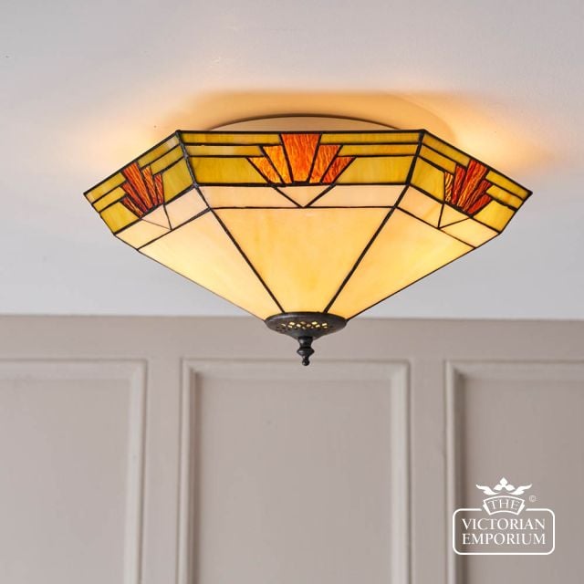 Nevada Large 2 Light Tiffany Style Flush Ceiling Light  64284 3