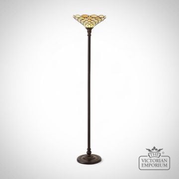 Pearl Tiffany Glass Floor Uplighter in Dark Bronze