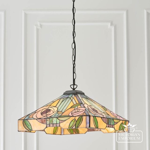 Willow Large 3 Light Tiffany Style Pendant Light  64384 1