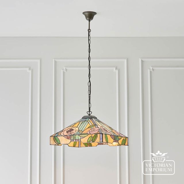 Willow Large 3 Light Tiffany Style Pendant Light  64384 3