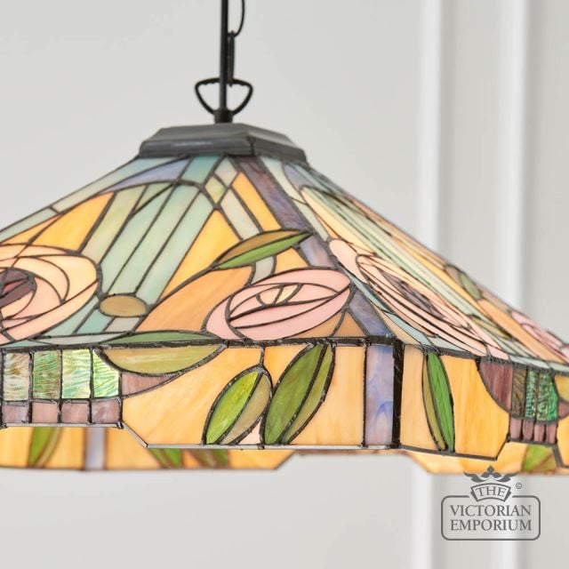 Willow Large 3 Light Tiffany Style Pendant Light  64384 4