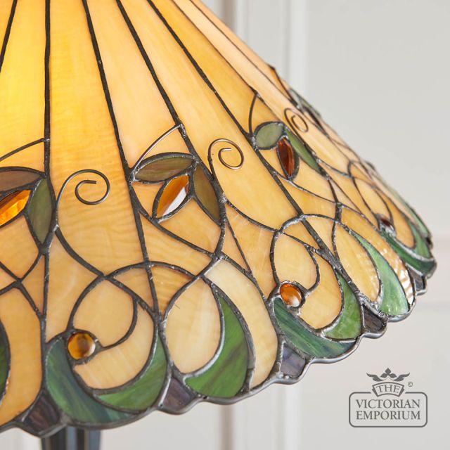 Jamelia Tiffany Style Floor Light With Amber Glass Beads  64192 3