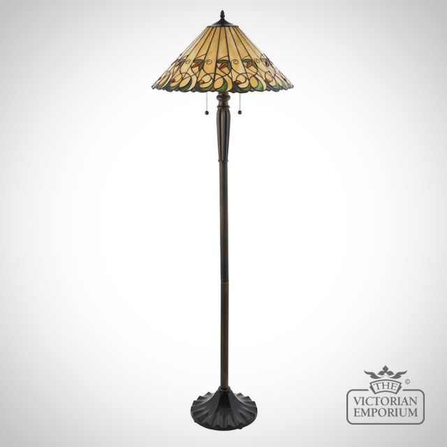 Jamelia Tiffany Style Floor Light With Amber Glass Beads  64192 8