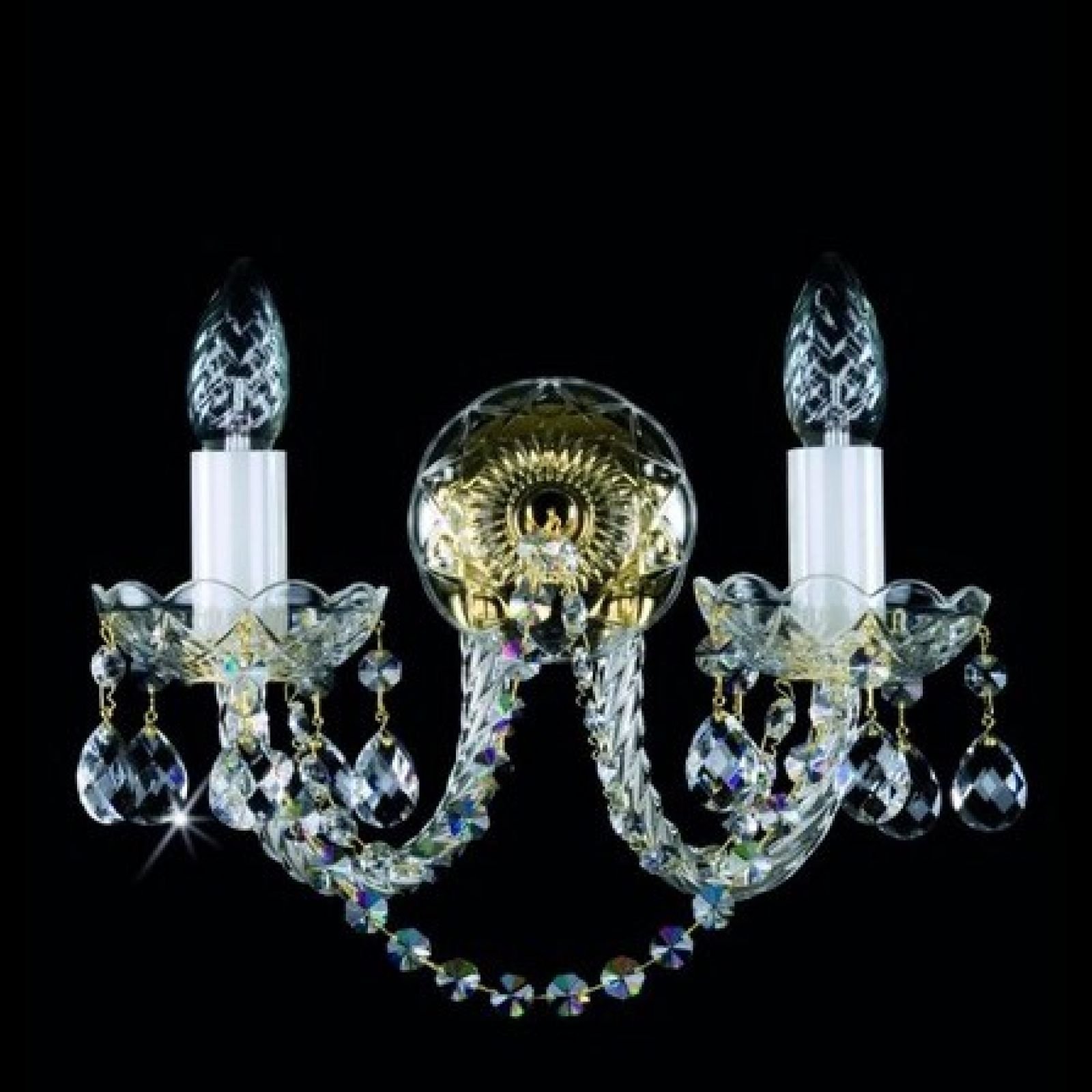 Two arm classic crystal wall sconce