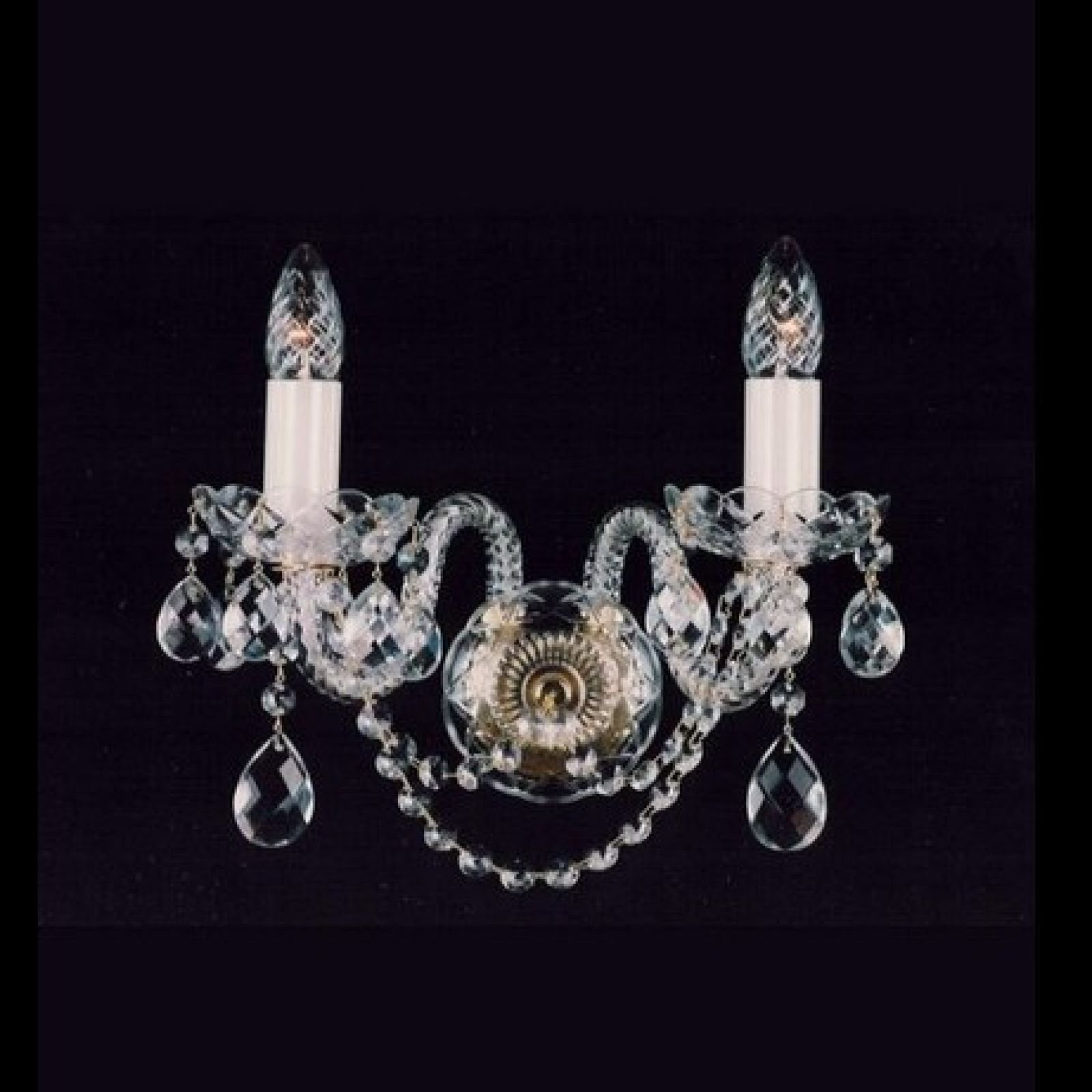 Two arm traditional crystal wall sconce