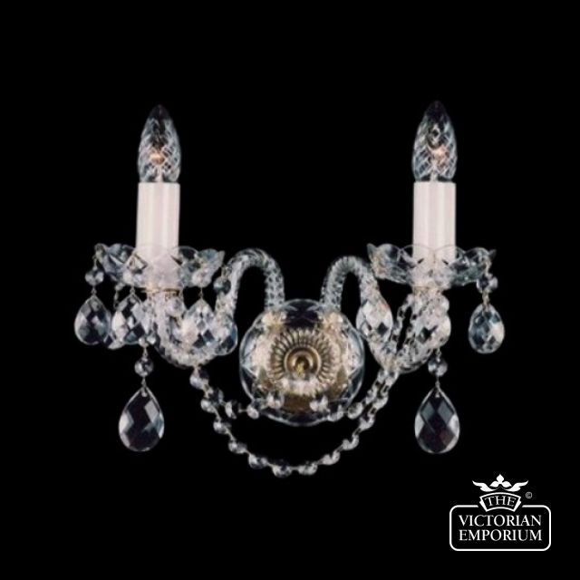 Two arm traditional crystal wall sconce