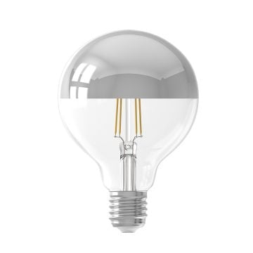 LED Filament Mirror Top Light bulb in gold or chrome dimmable E27 4W