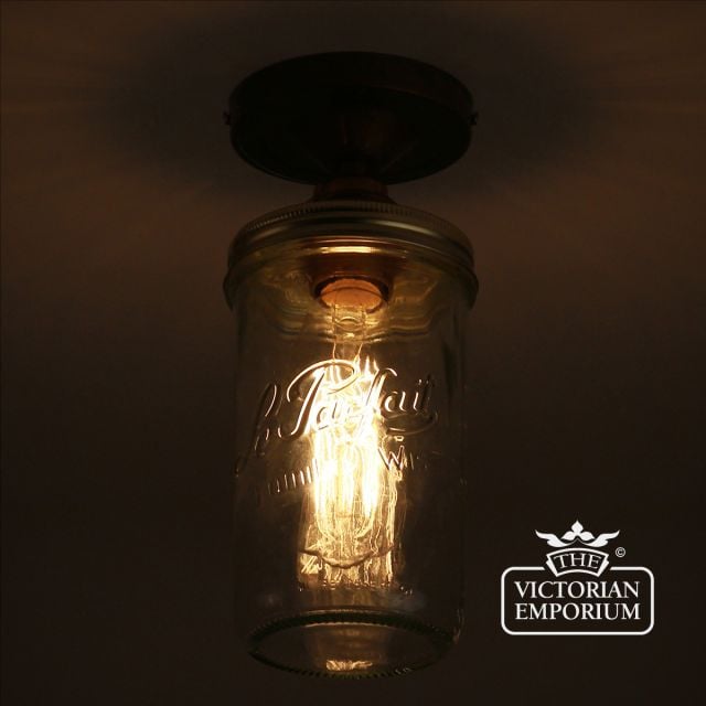 Jam Jar Flush Ceiling Light Antique Or Polished Brass Or Silver Mlcf16antbrs 5