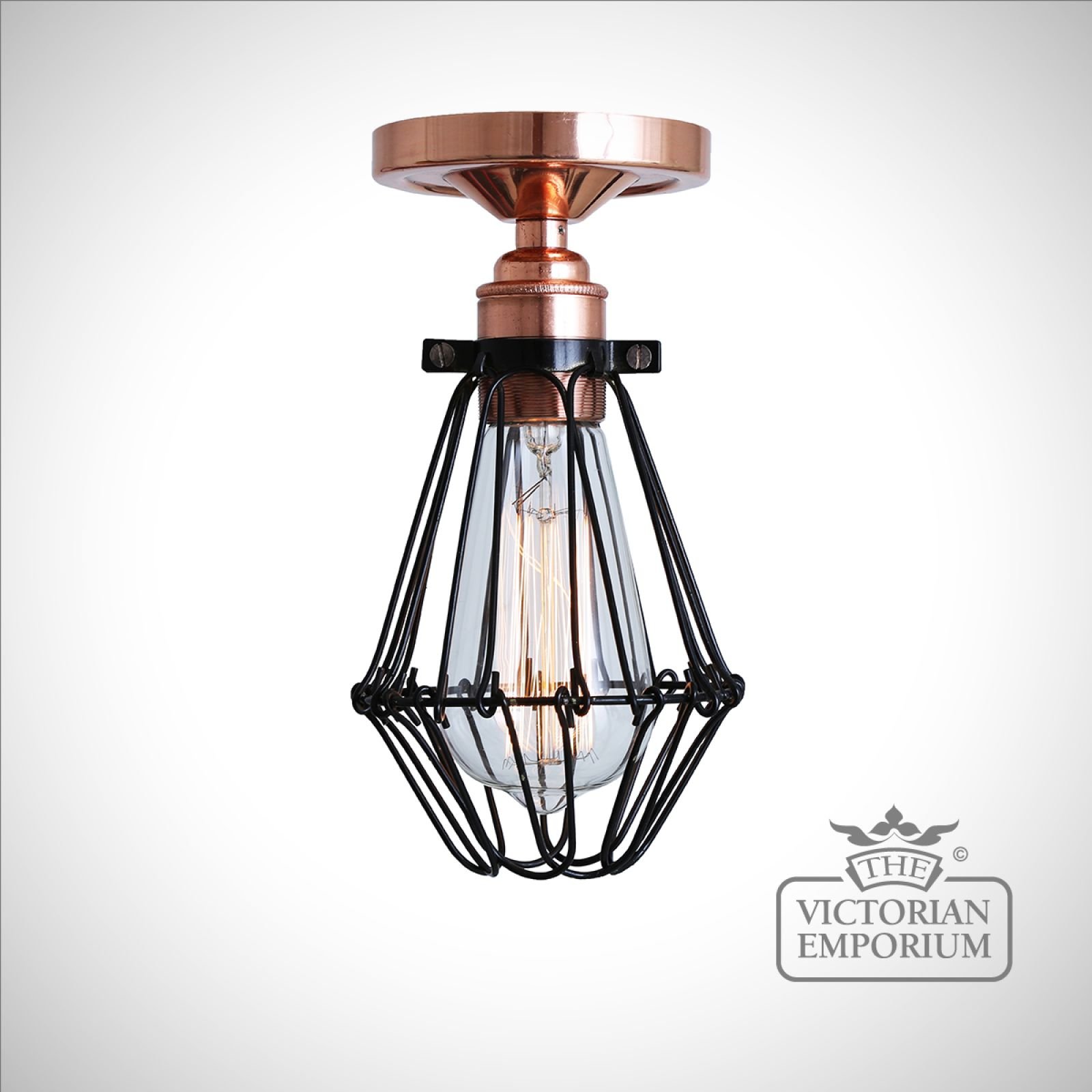 Jubar Flush Cage Ceiling Light in Polished Copper