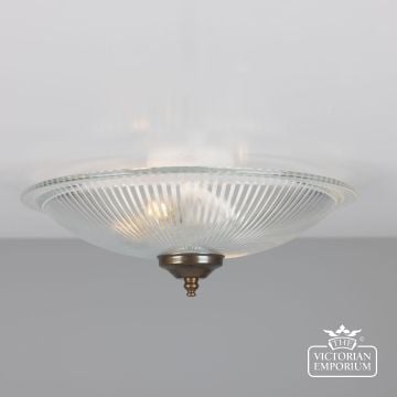 Nicosa Shallow Holophane Glass Flush Ceiling Light 30cm  Mlcf115antbrs