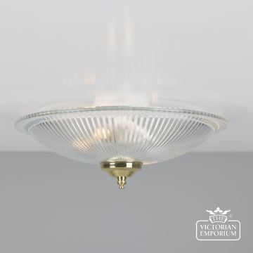 Nicosa Shallow Holophane Glass Flush Ceiling Light 30cm  Mlcf115polbrs
