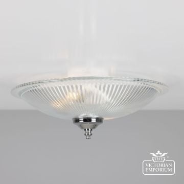 Nicosa Shallow Holophane Glass Flush Ceiling Light 30cm  Mlcf115polchr